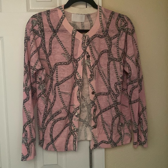 Pink Chain Pattern Cardigan - Picture 1 of 3